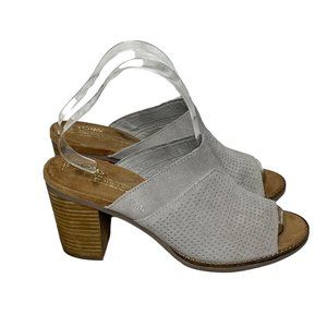 TOMS 8.5 gray suede peeptoe mules